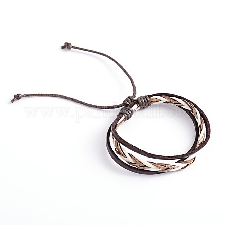 Bracelets ajustables de multi-brins avec cordon de cuir BJEW-O105-01B-1
