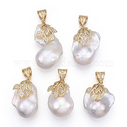 Ciondoli di perle keshi con perle barocche naturali PEAR-N020-J24-1