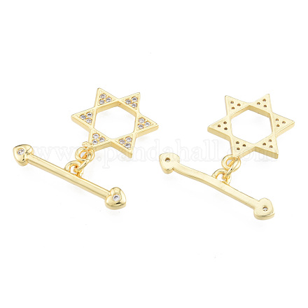 Brass Pave Clear Cubic Zirconia Toggle Clasps KK-N231-400-1