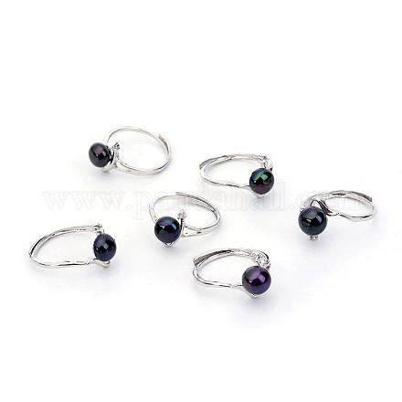 Einstellbare natürliche Perle Perle Manschette Finger Ringe RJEW-R129-06-B-1
