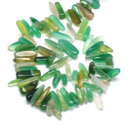 Dyed Natural Green Onyx Agate Chip Beads Strands G-E271-10-1