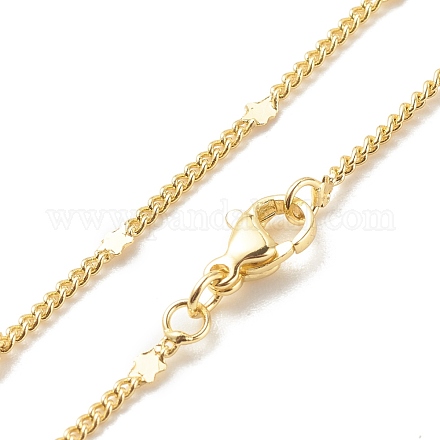 Brass Curb Chains with Star Necklace for Women NJEW-P265-11G-1