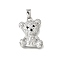 Brass Micro Pave Cubic Zirconia Pendants, Bear Charms, Cadmium Free & Lead Free, Long-Lasting Plated, Rack Plating, Platinum, 18.5x13.5x4mm, Hole: 5x2.5mm