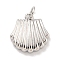 Brass Charms, with Jump Rings, Long-Lasting Plated, Lead Free & Cadmium Free, Sea Shell, Platinum, 14.5x14x3mm, Hole: 3mm