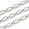 Tarnish Resistant 304 Stainless Steel Paperclip Chains, Drawn Elongated Cable Chains, Unwelded, with Spool, Stainless Steel Color, 14x6x1mm, 16.4 Feet(5m)/roll