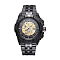 Alloy Watch Head Mechanical Watches, with Stainless Steel Watch Band, Gunmetal & Golden, Black, 70x22mm, Watch Head: 55x52x17.5mm, Watch Face: 34mm