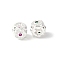 Brass Micro Pave Cubic Zirconia European Bead, Cube with Flower, Large Hole Beads, Rack Plating, Lasting Plated, Cadmium Free & Lead Free, Silver, 7.5x9.5x8.5mm, Hole: 4.5mm
