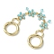 Zinc Alloy Spring Gate Rings Bag Extension Chains, 304 Stainless Steel Open Jump Rings, with Enamel, Flower, Sky Blue, 162mm