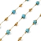 Ion Plating(IP) 304 Stainless Steel Chains, with Synthetic Turquoise, Soldered, Cadmium Free & Lead Free, with Spool, 2~6mm