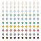 100Pcs Electroplate Opaque Glass Connector Charms, with Golden Tone Brass Double Loops, Faceted, Flat Round, Mixed Color, 13.5~14.5x7.5~8x3.5~4mm, Hole: 1.8~2.5mm