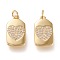 Brass Micro Pave Clear Cubic Zirconia Pendants, Long-Lasting Plated, Bottle with Heart, Golden, 17x9.3x1.8mm, Jump Ring: 4.5x0.8mm, 2.7mm Inner Diameter