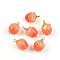Handmade Flower Epoxy Resin Pendants, with Brass Peg Bails and Glass Micro Beads, Bud, Golden, Coral, 14~15x9~10x9~10mm, Hole: 1.2mm