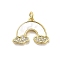 Brass Micro Pave Clear Cubic Zirconia Pendants, with Shell, Jump Ring, Rainbow, Real 18K Gold Plated, 15.5x20.5x3mm, Hole: 3.5mm