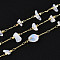 Brass Cable Chains, with Opalite, Soldered, with Spool, Long-Lasting Plated, Golden, 1~8x3~17x1~8mm, about 32.81 Feet(10m)/Roll