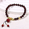 Natural Amethyst Round Beads Braided Bead Bracelets, Flower, Inner Diameter: 2-1/8 inch(5.5cm)