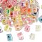 Luminous Transparent Resin Pendants, Cube with Inner Flower, with Golden Iron Loop, Glow in the Dark, Mixed Color, 18.5x16x16mm, Hole: 2mm