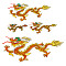 4Pcs 4 Styles Dragon Embroidery Iron on/Sew on Patches, Costume Accessories, Paillette Appliques, Dragon, 58~130x137~300x0.8~1mm, 1pc/style