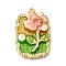 Alloy Enamel Pendants, with ABS Imitation Pearl, Rectangle with Flower Charm, Rack Plating, Long-Lasting Plated, Lead Free & Cadmium Free & Nickel Free, Golden, Colorful, 27x19x6mm, Hole: 1.5mm