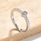 S925 Sterling Silver Adjustable Letter Rings for Women, with Micro Pave Cubic Zirconia, Letter O, 2mm,US Size 5 1/2(16.1mm), Letter: 5x4mm