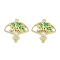 Alloy Green & Yellow Enamel Fan Connector Charms, with ABS Imitation Pearl and Crystal Rhinestone, Lead Free & Cadmium Free & Nickel Free, Rack Plating, Golden, 22.5x22x4.5mm, Hole: 1.4mm