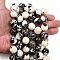 Natural Zebra Jasper Beads Strands, Faceted, Round, with Seed Beads, 15~16mm, Hole: 1.4~1.6mm, about 21pcs/strand, 15.35~15.94 inch(39~40.5cm)