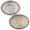 2Pcs 2 Styles Alloy Smooth Buckles, Belt Fastener, Flat Round with Cattle, Mixed Color, 74~75x97.5~100x3~16mm, Hole: 16x42mm, 1pc/style
