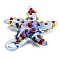 Handmade Lampwork Pendants, Starfish, Cornflower Blue, 34~40x31~36.5x6~9mm, Hole: 3~7mm