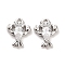 Brass Micro Pave Clear Cubic Zirconia Charms, with Glass, Cray, Real Platinum Plated, 10.5x8x2.5mm, Hole: 1.2mm