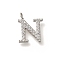 304 Stainless Steel Micro Pave Cubic Zirconia Pendants, Letter A~Z Charms, Letter N, 12.5x10.5x2m, Hole: 1.8mm
