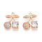 Brass Micro Pave Cubic Zirconia Pendants, Cherry, Light Gold, 16.5~17.1x13.7x4.2mm, Hole: 1.4mm
