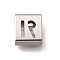 Letter Style 304 Stainless Steel Square Slide Charms, Letter R, 9x8x4mm, Hole: 3.5x8.5mm
