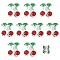Brass Micro Pave Cubic Zirconia Beads, Cherry, 925 Sterling Silver Plated, 13x12.5x9.5mm, Hole: 1mm