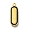 304 Stainless Steel Pendants, Oval Charms, with White Plastic Imitation Shell, Ion Plating(IP), Golden, 18.5x6.5x1.3mm, Hole: 1.6mm