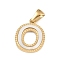Natural White Shell Alphabet Pendants, Ion Plating(IP) Real 18K Gold Plated 304 Stainless Steel Charms, Letter O, 17x13.5x1.5mm, Hole: 5x3mm