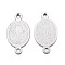 Tarnish Resistant 304 Stainless Steel Links connectors, Oval with Saint Benedict, Stainless Steel Color, 16x9x0.8mm, Hole: 1mm