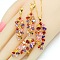 Leaf Brass Cubic Zirconia Pendant Necklace & Hoop Earring & Rings Sets, Golden, Colorful, 450mm & 60mm & 17.3mm