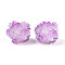 Resin Beads, Round with Flower, with Polymer Clay & Rhinestone, Medium Orchid, 22~26mm, Hole: 2~2.5mm