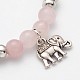 Natürliche Rose Perlen Elefant Charme Stretch-Armbänder Quarz BJEW-JB01974-01-2