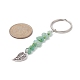 Porte-clés à puce de pierres précieuses chakra avec perles de rocaille en verre KEYC-JKC00473-3