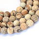 Chapelets de perles rondes en jaspe mat avec image naturelle X-G-E334-6mm-26-1
