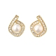Orecchini a bottone in ottone e vetro&nbsp;EJEW-P302-03G-4