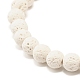 Bracelet extensible en perles rondes en pierre de lave naturelle (teinte) avec colonne d'hématite synthétique BJEW-JB07578-02-5