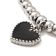 304 Stainless Steel Heart Charm Bracelet with Enamel BJEW-B057-08P-2