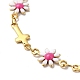 Enamel Flower & Cross Link Chain Bracelet BJEW-C023-01G-02-2