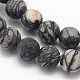Hilos de cuentas de jaspe policromado negro natural redondo esmerilado/piedra picasso/jaspe picasso X-G-N0166-44-6mm-2