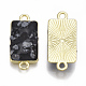 合金リンクコネクター  宝石とエナメル  長方形  ライトゴールド  ブラック  24.5x11.5x4~7mm  穴：2mm ENAM-S016-34A-2