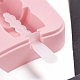 アイスポップ食品グレードのシリコーン型  プラスチック製の蓋と棒付き  子供用夏の家庭のキッチンツール  ピンク  97x220x25mm DIY-G022-13-4
