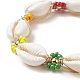 Natürliche geflochtene Perlenarmbänder aus Kaurimuscheln und Glassamenblumen für Frauen BJEW-TA00206-4