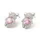Rack Plating Brass Micro Pave Cubic Zirconia Stud Earrings for Women EJEW-H091-20P-1