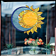 Creatcabin 8 pièces autocollants de fenêtre soleil lune autocollant en verre statique autocollants double face décor pvc art pour la maison chambre d'enfant décorations de salle de bain (papillon libellule lotus arbre champignon trèfle) DIY-WH0379-007-6